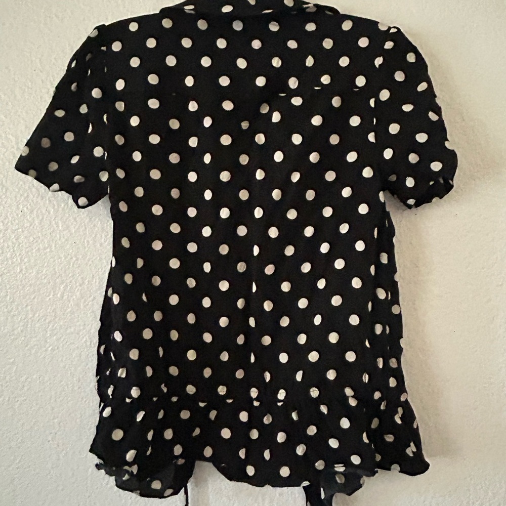Vintage Jaeger Polka Dot Ruffled Blouse Sz 6 Timeless Pinup Classic Housewife - Picture 5 of 12